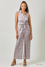 Satin Printed Wide Leg Cargo Pant