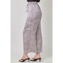 Satin Printed Wide Leg Cargo Pant