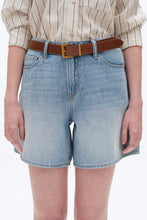 Mid Rise Denim Shorts in Light Blue
