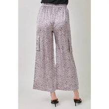 Satin Printed Wide Leg Cargo Pant
