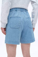 High Rise Relax Drawstring Denim Shorts in Light Blue