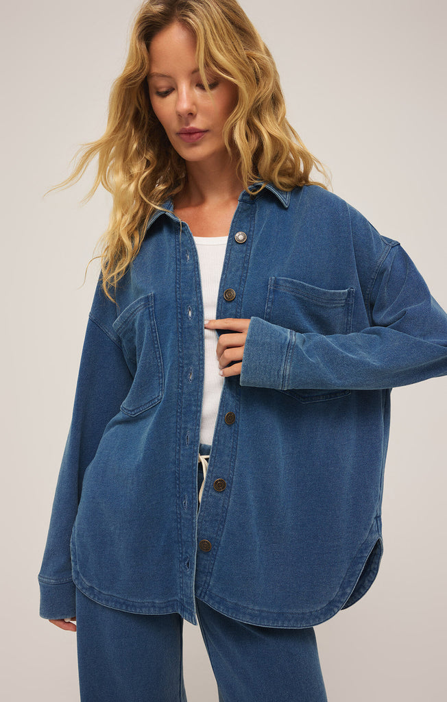 ジャケット・アウター AURORAVintage Stitched Denim Knit Jacket All Day Knit Denim Jacket in Vintage Indigo – Brick Street