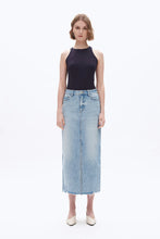 Midi Denim Skirt in Medium Blue