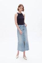 Midi Denim Skirt in Medium Blue
