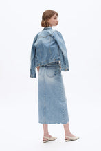 Midi Denim Skirt in Medium Blue