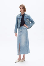 Midi Denim Skirt in Medium Blue