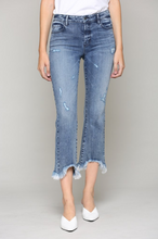 Happi Medium Wash Cropped Flare with Frayed Hem