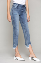 Happi Medium Wash Cropped Flare with Frayed Hem