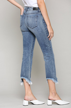 Happi Medium Wash Cropped Flare with Frayed Hem
