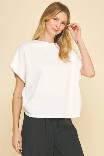 White Solid Loose Fit Top