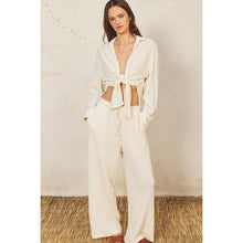 Gauzy Tie-front Top in White