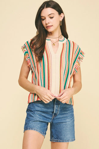 Color Block V-Neck Sweater Top