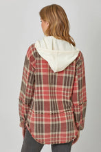 Washed Double-Cloth Plaid Hoodie Jacket