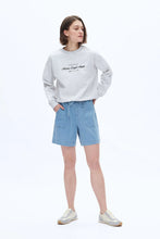 High Rise Relax Drawstring Denim Shorts in Light Blue