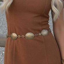 Antique Brass Medallion Belt with Amber Accents