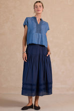 Chambray Boxy Top with V-Neck