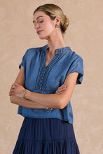 Chambray Boxy Top with V-Neck