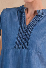 Chambray Boxy Top with V-Neck