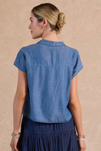 Chambray Boxy Top with V-Neck
