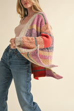 Oversized Color Block Cardigan