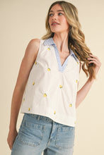Lemon Embroidered Collared Tank