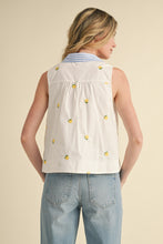 Lemon Embroidered Collared Tank