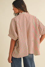 Stripe Ruffle Neck Blouse