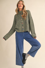 Striped Sweater Cardigan with Colorful Buttons in Black Lime