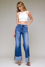 Medium Wash Clean Cuffed High Rise Comfort Flare