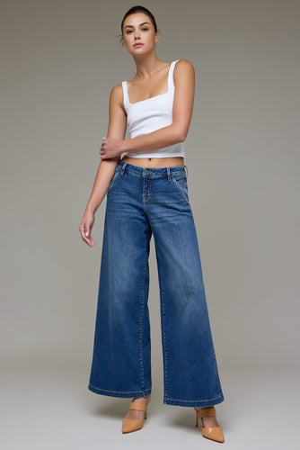 Dark Wash Stretch Nori 31in Inseam Super Wide Leg