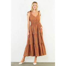 Tie Strap Long Polka Dot Dress