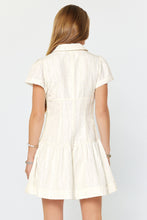 Textured Detail Short Sleeved button Down Mini Dress