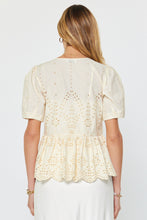 Eyelet Embroidered Scalloped Neck Tie Front Top