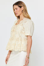 Eyelet Embroidered Scalloped Neck Tie Front Top