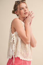 Floral Crochet Tank With Side Tying Detail