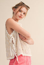 Floral Crochet Tank With Side Tying Detail