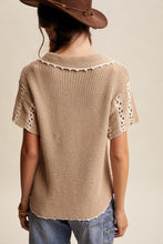 Crochet Stripe Knit Collar Top