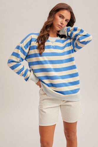 Oversized Stripe French Terry Sweatshirt