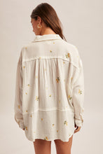 Embroidered Gauze Half Placket Shirt