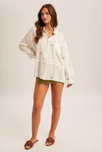 Embroidered Gauze Half Placket Shirt