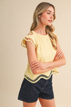 Embroidered Cut-out Cap Sleeve Top