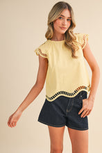 Embroidered Cut-out Cap Sleeve Top