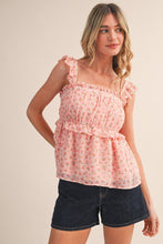 Floral Ruffle Trim Babydoll Top