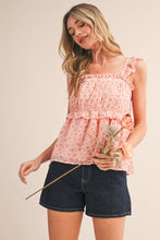 Floral Ruffle Trim Babydoll Top
