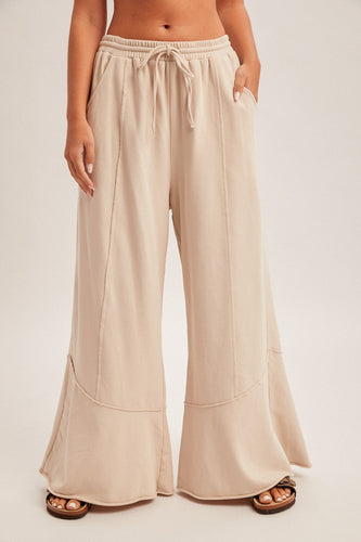 Washed Ruffle Bottom Terry Pants