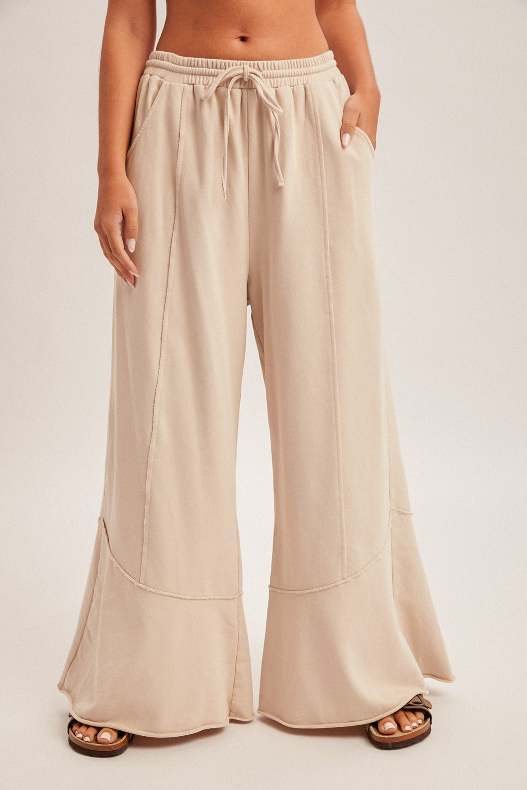 Washed Ruffle Bottom Terry Pants