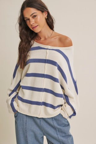 Oversized Stripe Sweater Knit Top