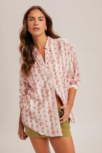 Floral Print Multi Stripe Mix Button Down Shirt