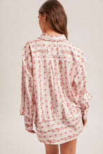 Floral Print Multi Stripe Mix Button Down Shirt