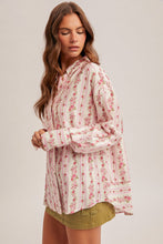 Floral Print Multi Stripe Mix Button Down Shirt